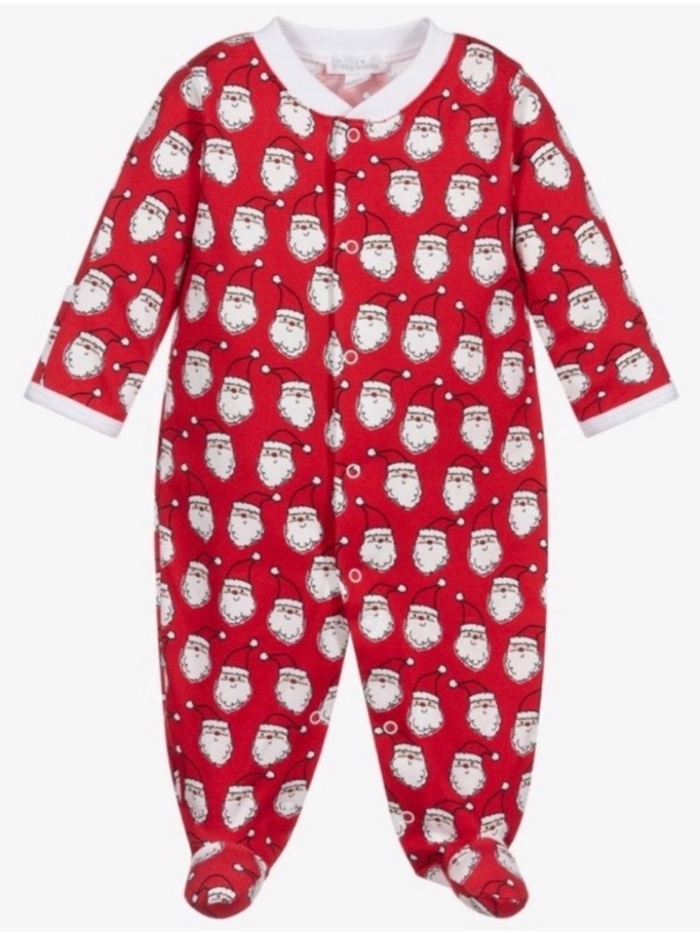Kissy Kissy Red Santa Print Footed One-Piece Pajamas
